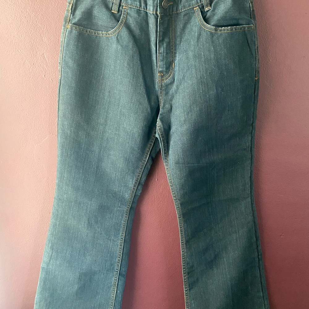Free People Blue Flare Wide Leg Jeans